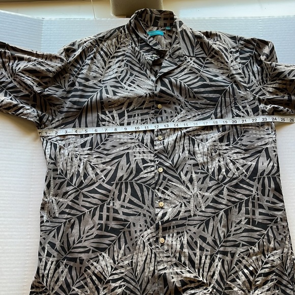 COPY - TORI RICHARD Sz M Navy/Green Cotton Lawn Tropical Leaf Hawaiian Shirt~Mi… - Picture 9 of 10